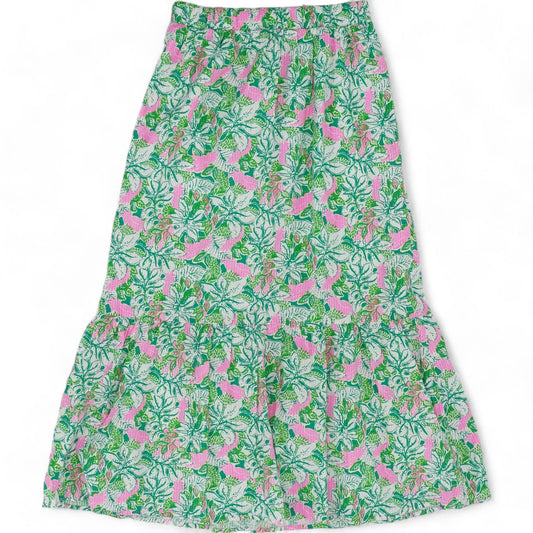 Green Floral Midi Skirt
