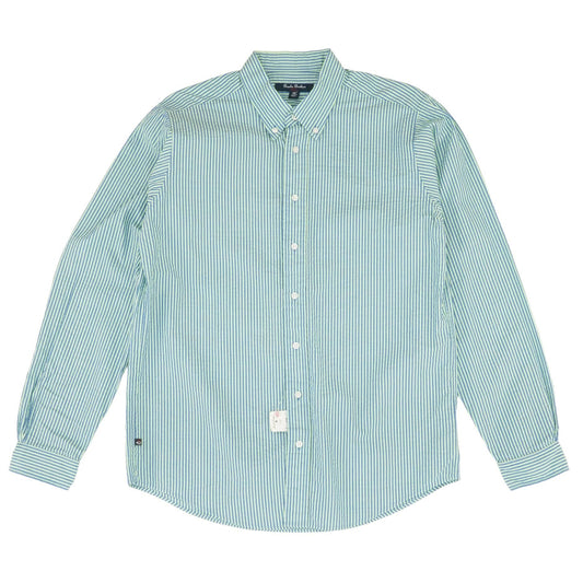 Green Striped Long Sleeve Button Down