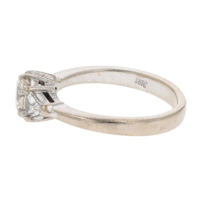 .75 Ct 18K White Gold Round Diamond Center With Trillion Diamond Engagement Ring