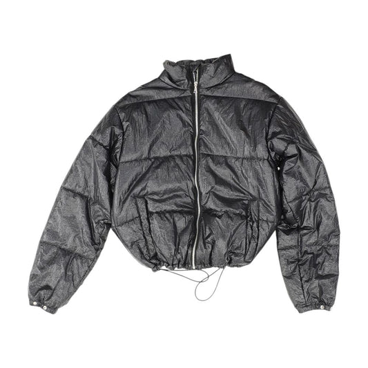 Black Solid Puffer Coat