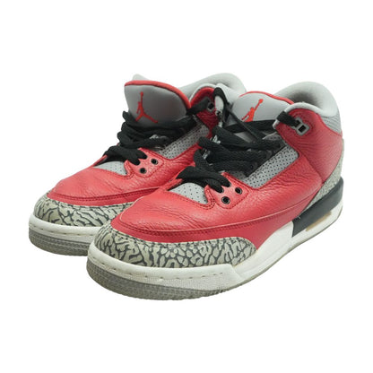 Jordan 3 Retro Red Leather Athletic Shoes