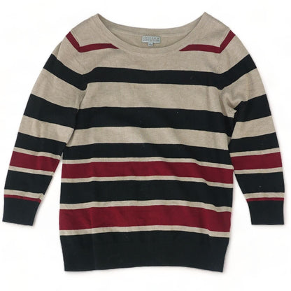 Tan Striped Crewneck Sweater