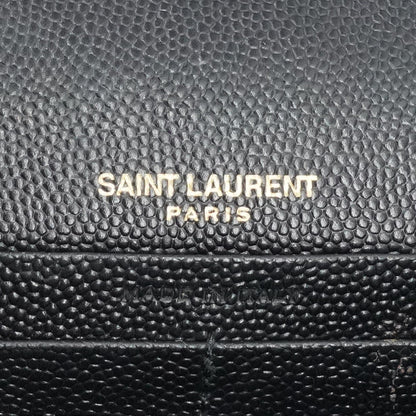 Black Classic Cassandre Chain Wallet in Grain De Poudre Leather