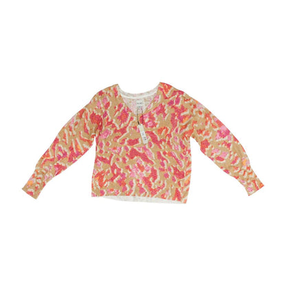 Pink Graphic V-Neck Sweater