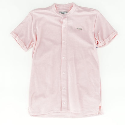Pink Solid Short Sleeve Button Down