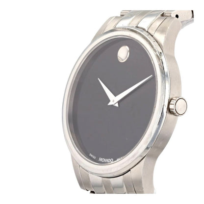 Silver-Tone Stainless Steel Museum Classic Watch W/ Black Dial