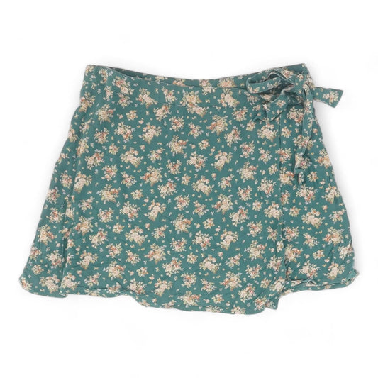 Green Floral Mini Skirt