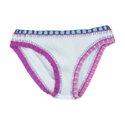 White Solid Swim Bottom