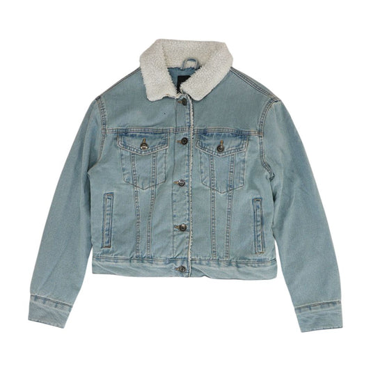 Blue Solid Denim Jacket