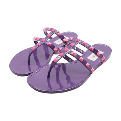 Purple And Pink Rockstud Flat Rubber Sandal