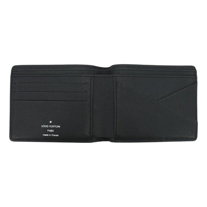 Black Multiple Wallet in Ostrich Leather