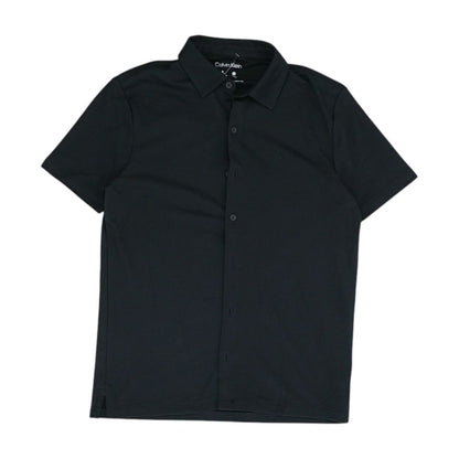Black Solid Short Sleeve Button Down