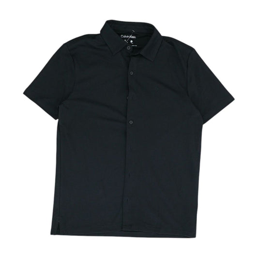 Black Solid Short Sleeve Button Down