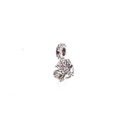 Sterling Silver Pink Sparkle Family Tree Charm