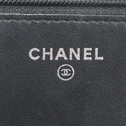 Black Embellished Chevron Boy Wallet on Chain