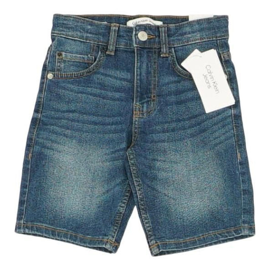 Blue Solid Denim Shorts