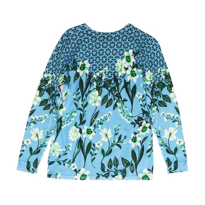 Blue Floral Cardigan Sweater