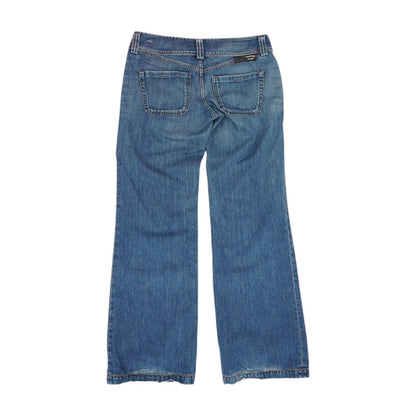 Blue Solid Mid Rise Jeans