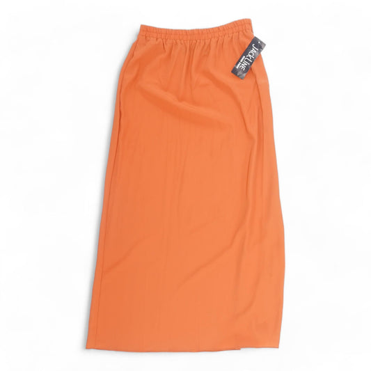 Orange Solid Midi Skirt