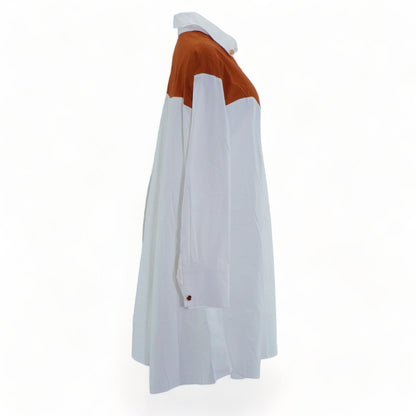 White Color Block Midi Dress