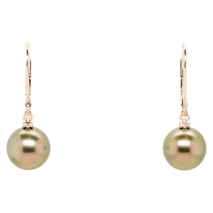 18K White Gold Classic Elegance Black South Sea Cultured Pearl Drop Earrings