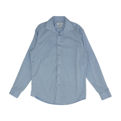Blue Herringbone Long Sleeve Button Down