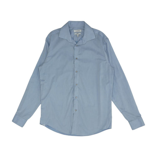 Blue Herringbone Long Sleeve Button Down