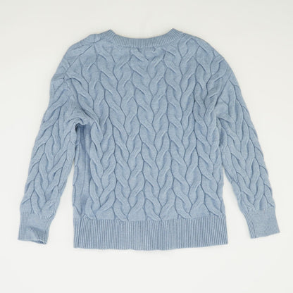 Blue Solid Crewneck Sweater