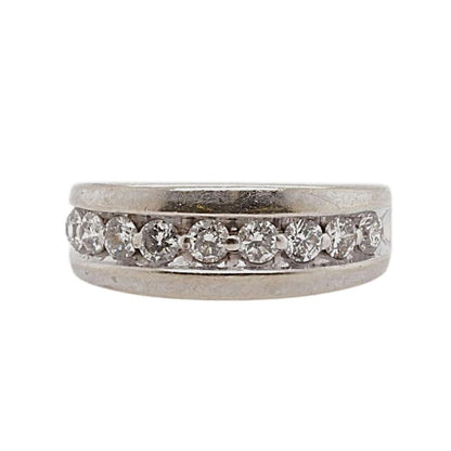 14K White Gold Round Diamond Band