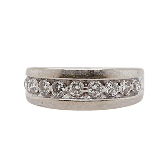 14K White Gold Round Diamond Band