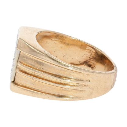 .75 Ct 14K Gold Square Top With Round Diamond Cluster Cocktail Ring