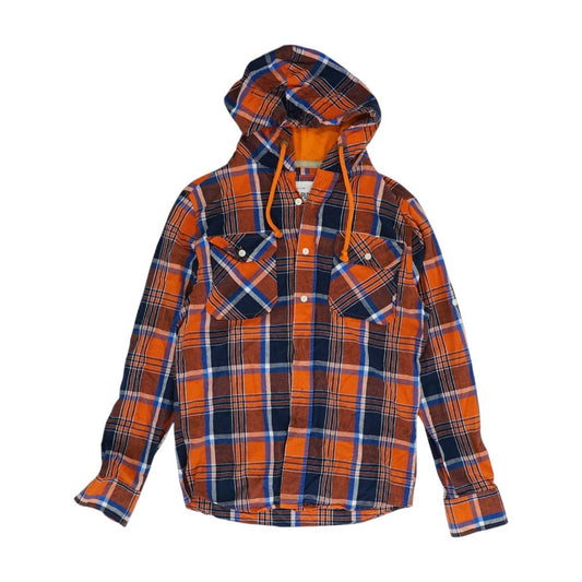 Orange Plaid Long Sleeve Button Down