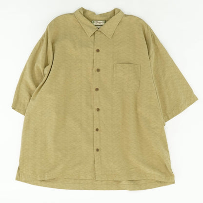 Tan Solid Short Sleeve Button Down