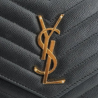 Black Classic Cassandre Chain Wallet in Grain De Poudre Leather