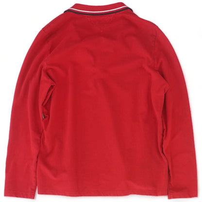 Red Solid Polo Knit Top