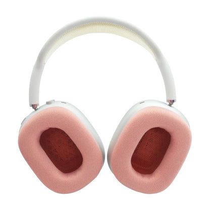 Silver AirPods Max (Lightning) with Red Earpads