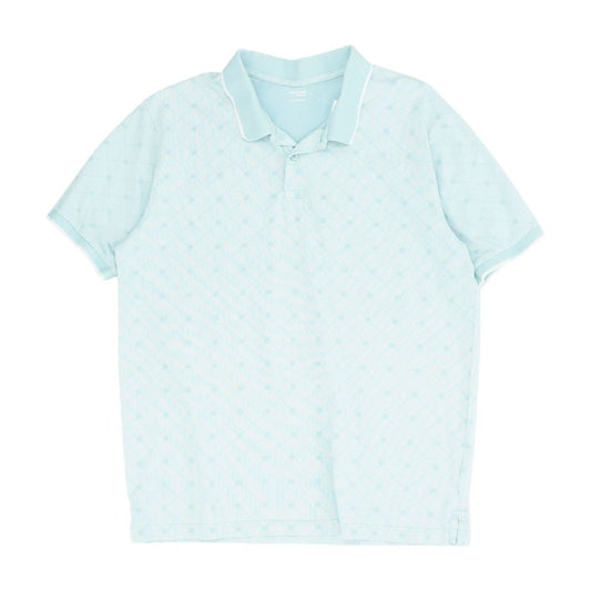 Blue Geometric Short Sleeve Polo