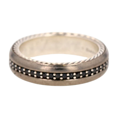 Sterling Silver Streamline Titanium Black Diamond Band