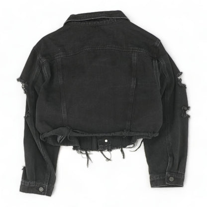 Black Solid Denim Jacket