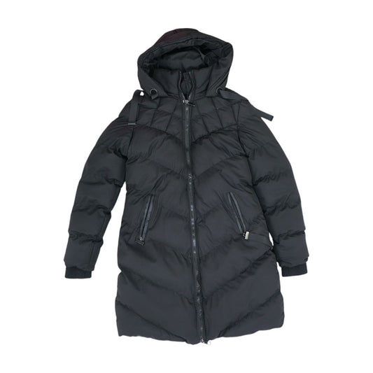 Black Solid Puffer Coat