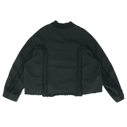 Black Solid Slab Zip Denim Jacket
