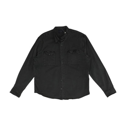 Black Solid Long Sleeve Button Down