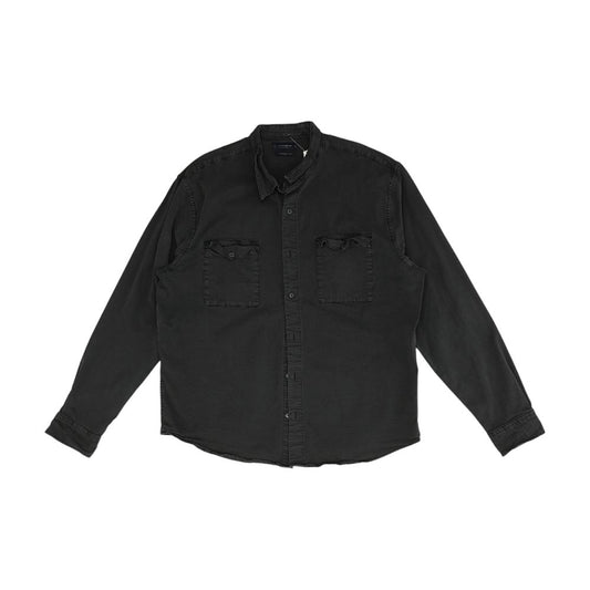 Black Solid Long Sleeve Button Down