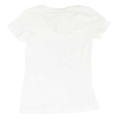White Solid V Neck T-Shirt
