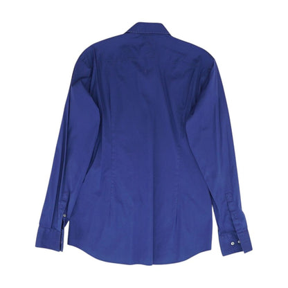 Blue Solid Long Sleeve Button Down