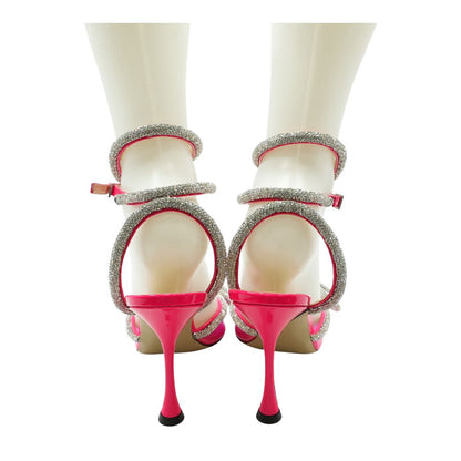 Pink Double Bow Fluorescent Pink Pump Heels