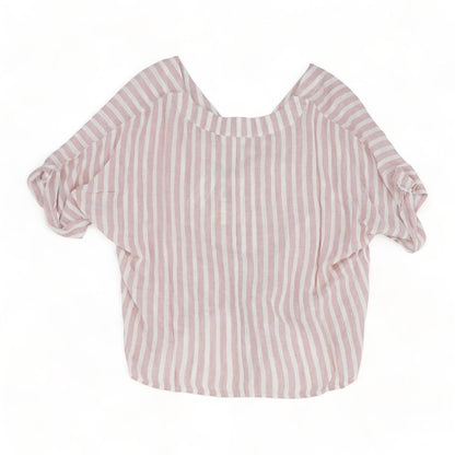 Pink Striped Short Sleeve Blouse
