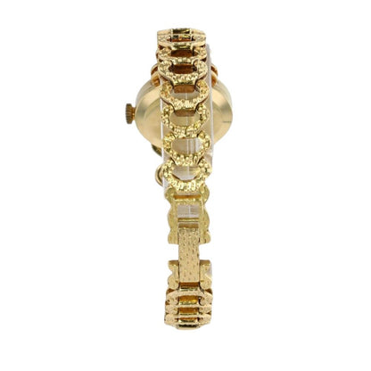 14K Gold Oval Navy Dial Manual Watch