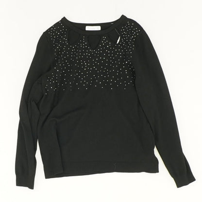 Black Solid Pullover Sweater
