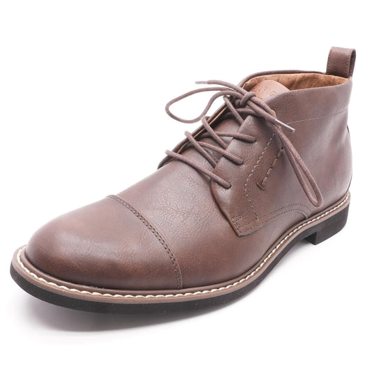 Gabby Cap-Toe Brown Faux Leather Chukka Boots